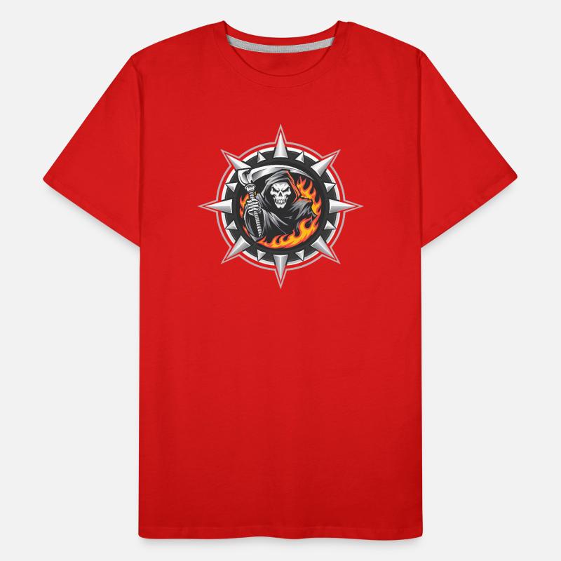 Faucheuse enflammée sur crête à pointes T-shirt bio Premium Homme