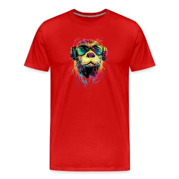 Otter Sea Otter Otter Marten Love Cute Otter - Men's Premium Organic T-Shirt - red - Front - Damien (186cm)