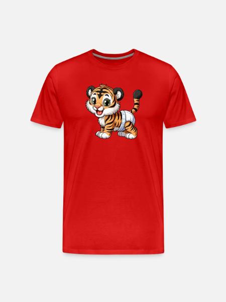 Baby Tiger mit Windel - Männer Premium Bio T-Shirt - Rot
