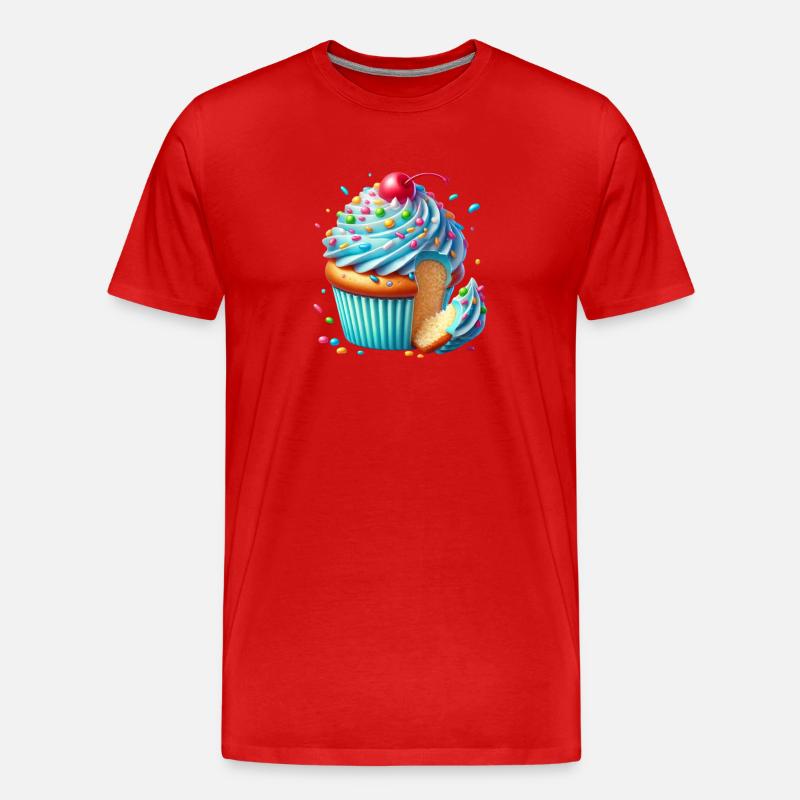 Blauer Cupcake mit bunten Streuseln - Männer Premium Bio T-Shirt - Rot