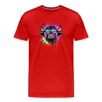 Buffle du Cap Buffalo Safari Buffle d’Afrique - T-shirt bio Premium Homme - rouge - Devant - Damien (186cm)