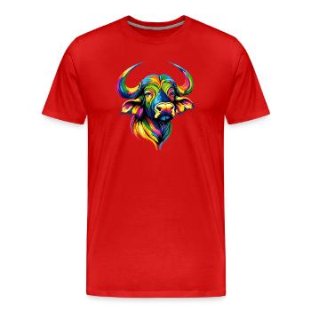 Buffle du Cap Buffalo Safari Buffle d’Afrique - T-shirt bio Premium Homme - rouge - Devant - Damien (186cm)