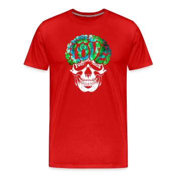 Psychedelisches Totenkopf Gehirn Liebe T-Shirt - Männer Premium Bio T-Shirt - Rot - Vorne - Damien (186cm)