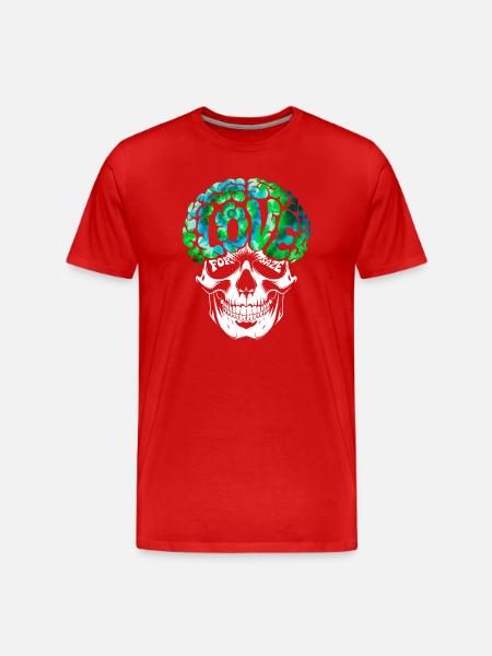 Psychedelic Skull Brain Love Tee - Men's Premium Organic T-Shirt - red