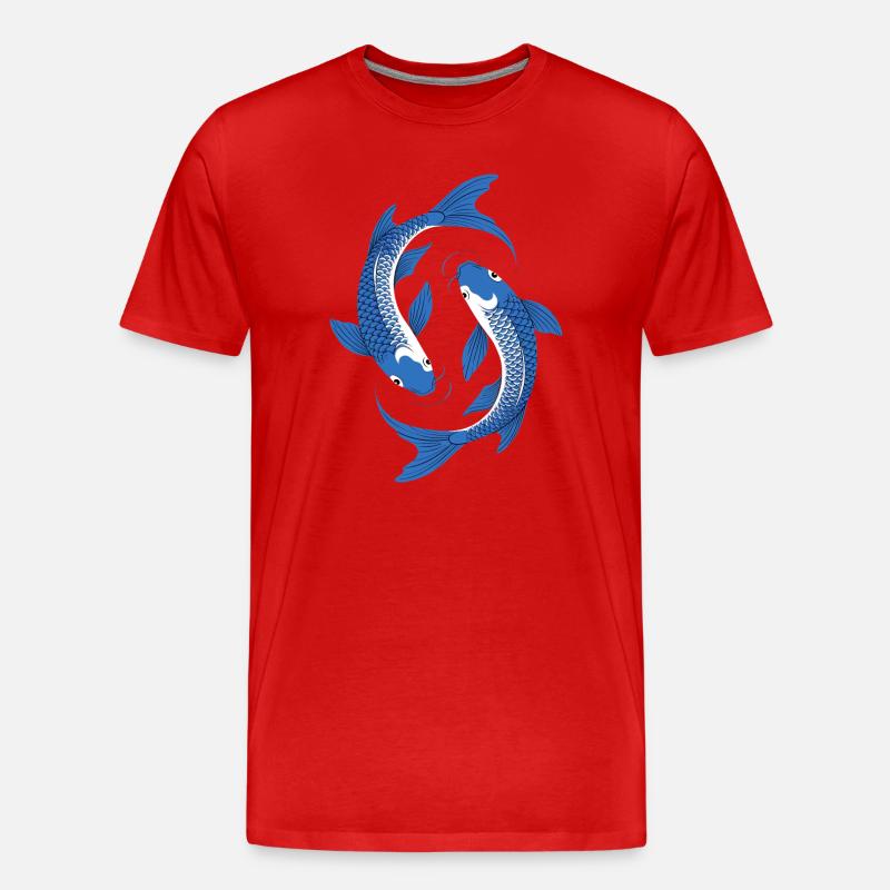 Blauer Koi Kreis Kunst - Männer Premium Bio T-Shirt - Rot