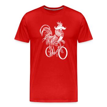 Coq & Bicycles - version blanche - T-shirt bio Premium Homme - rouge - Devant - Damien (186cm)