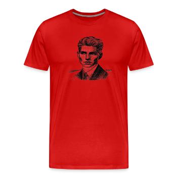 Unbekannter Star | Linienraster | Men - Männer Premium Bio T-Shirt - Rot - Vorne - Damien (186cm)