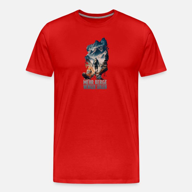 Mehr Berge - Weniger Sorgen - Männer Premium Bio T-Shirt - Rot