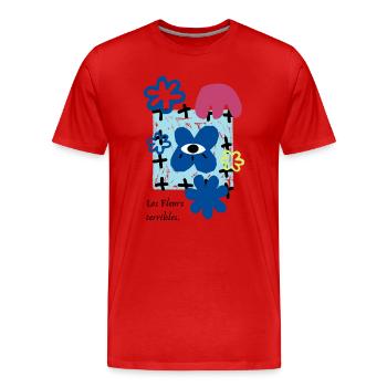 Les Fleurs terribles | Maximaliste Rétro Fleur Fun - T-shirt bio Premium Homme - rouge - Devant - Damien (186cm)