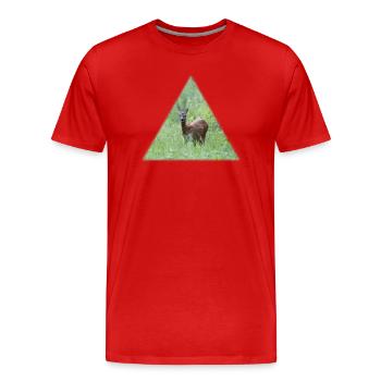 Deer in the tall grass - Men's Premium Organic T-Shirt - red - Front - Damien (186cm)