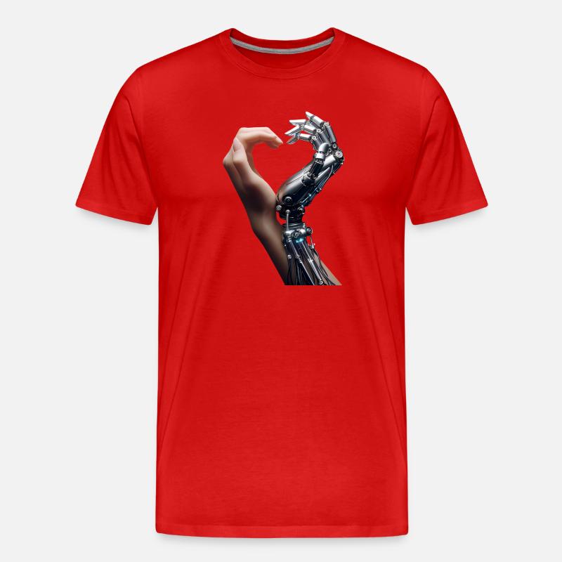 Mensch Roboter Love Hands - Männer Premium Bio T-Shirt - Rot