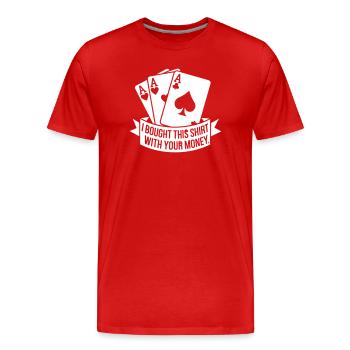 Victoire au poker - T-shirt bio Premium Homme - rouge - Devant - Damien (186cm)