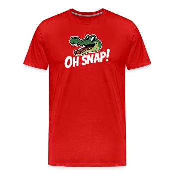 Oh Snap Alligator Cartoon - Men's Premium Organic T-Shirt - red - Front - Damien (186cm)