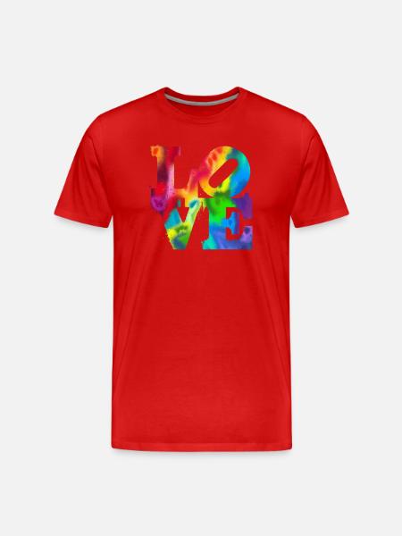 Rainbow Graffiti LOVE Burst - Men's Premium Organic T-Shirt - red