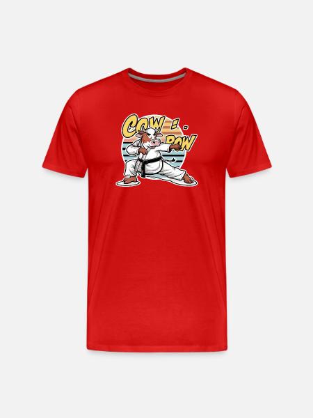Vache Karaté Dojo Rétro - T-shirt bio Premium Homme - rouge
