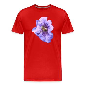 Violette Blüte mit Biene - Männer Premium Bio T-Shirt - Rot - Vorne - Damien (186cm)