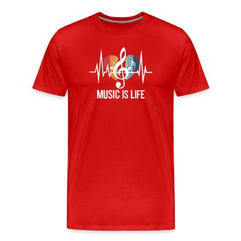 Music is Life Notenschlüssel Outfit Musikfans und - Männer Premium Bio T-Shirt - Rot - Vorne - Damien (186cm)