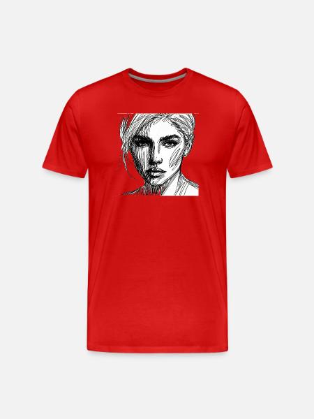 Expressive line portrait - Men's Premium Organic T-Shirt - red