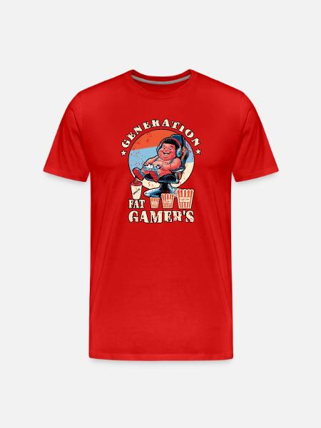 Fette Gamer Kinder - Männer Premium Bio T-Shirt - Rot
