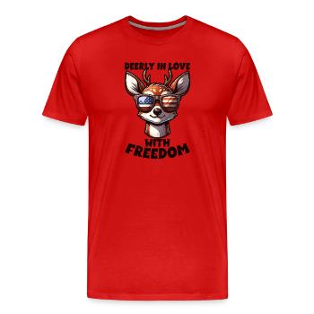 4th of July Hirsch patriotisches Outfit USA Flagge - Männer Premium Bio T-Shirt - Rot - Vorne - Damien (186cm)