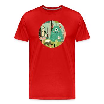 Niedliches Monster im zauberhaften Wald - Männer Premium Bio T-Shirt - Rot - Vorne - Damien (186cm)