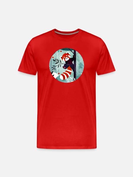 Glad rød panda i junglen - Herre Premium T-shirt økologisk - rød
