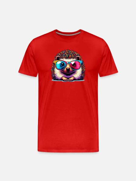 Hedgehog with sunglasses - Men's Premium Organic T-Shirt - red