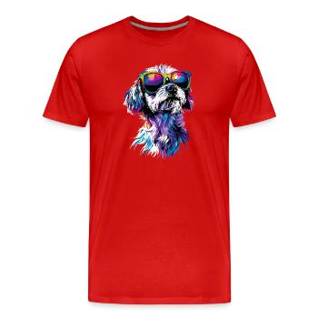 Maltais Petit Chien Maltais Amour Doux Maltais - T-shirt bio Premium Homme - rouge - Devant - Damien (186cm)