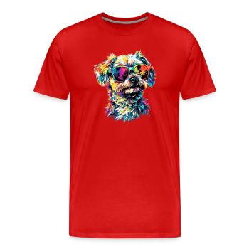 Maltais Petit Chien Maltais Amour Doux Maltais - T-shirt bio Premium Homme - rouge - Devant - Damien (186cm)