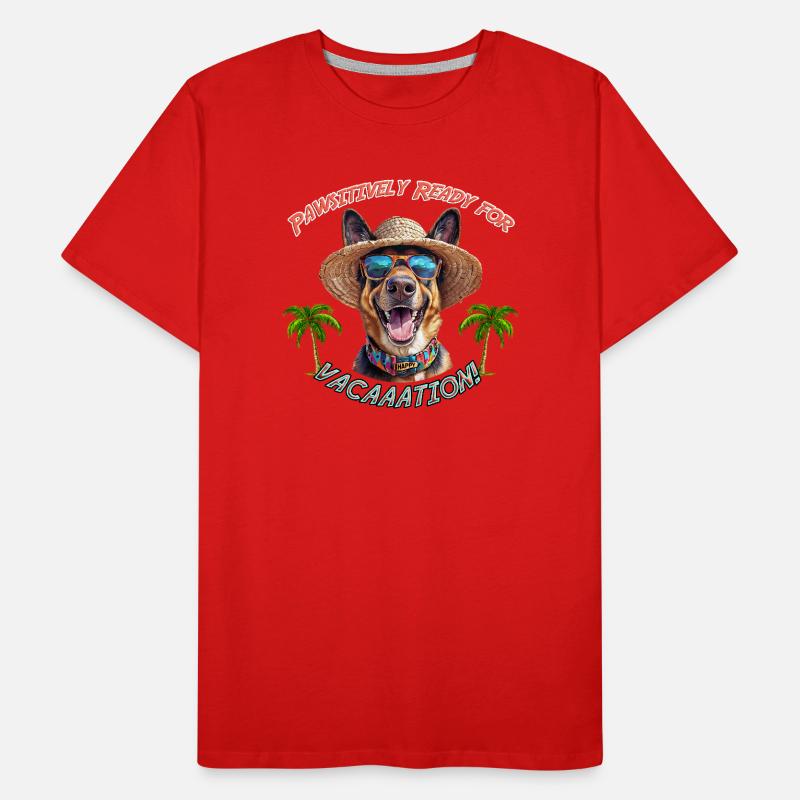 Shepherd Dog in Summer Look: Pawsitively Ready Men's Premium Organic T-Shirt