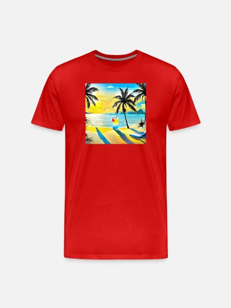 Beach - Männer Premium Bio T-Shirt - Rot