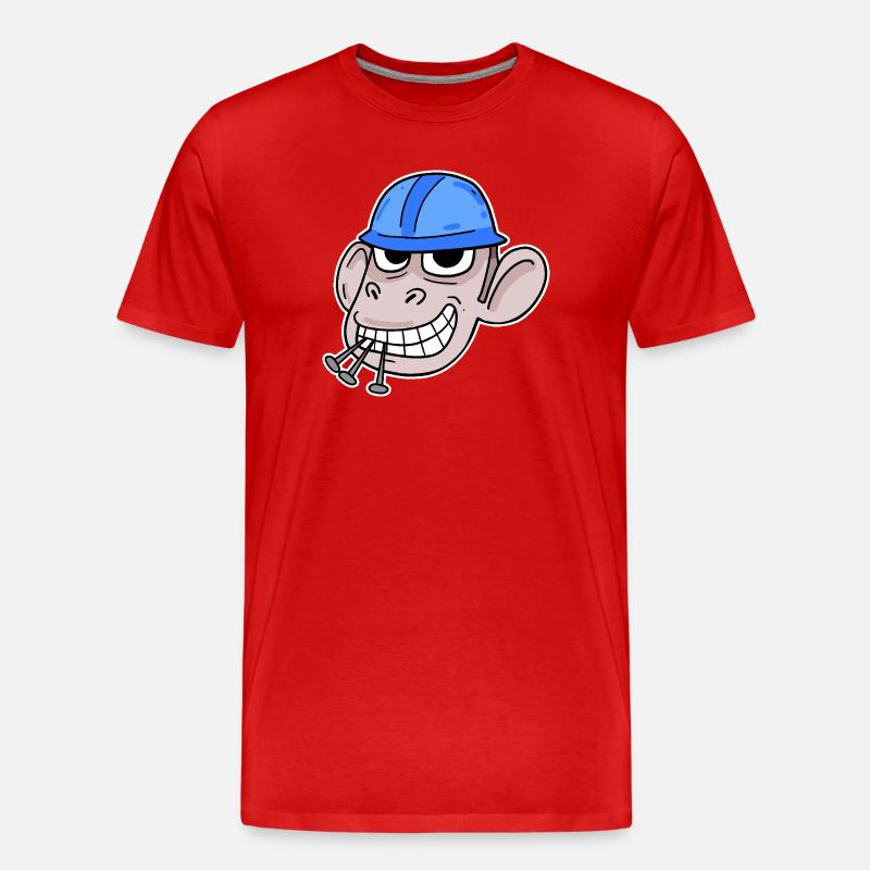 Affe Baustelle Bauarbeiter - Männer Premium Bio T-Shirt - Rot