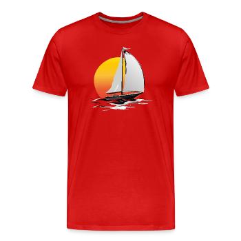 Segler mit Sonne - Männer Premium Bio T-Shirt - Rot - Vorne - Damien (186cm)