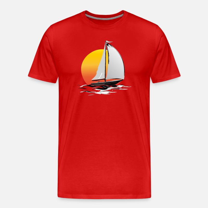 Segler mit Sonne - Männer Premium Bio T-Shirt - Rot