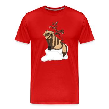 Tanuki sous le gui - T-shirt bio Premium Homme - rouge - Devant - Damien (186cm)