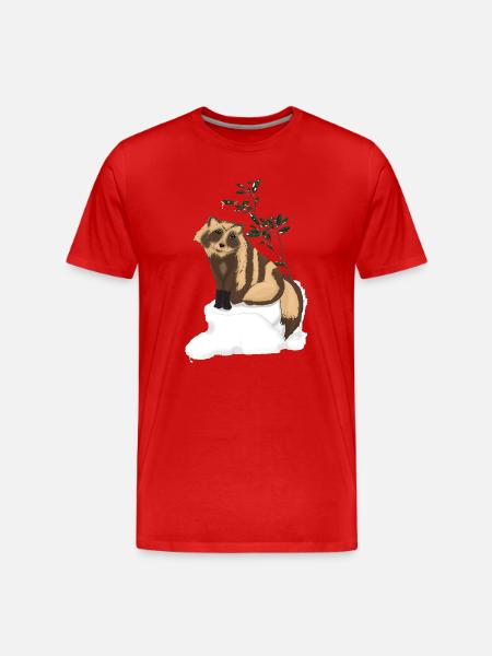 Tanuki under the mistletoe - Men's Premium Organic T-Shirt - red