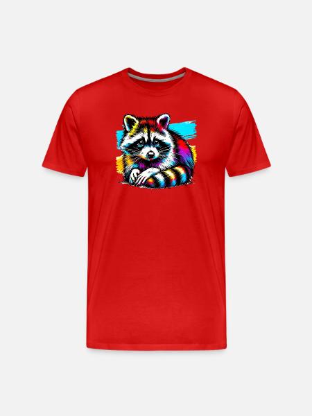 Waschbär - Männer Premium Bio T-Shirt - Rot