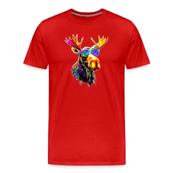 Orignal, Mosses, Bull, Eli, Bois, Cerf, Orignal sauvage - T-shirt bio Premium Homme - rouge - Devant - Damien (186cm)