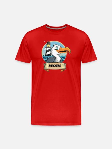 Moin -Möve with lighthouse - Men's Premium Organic T-Shirt - red