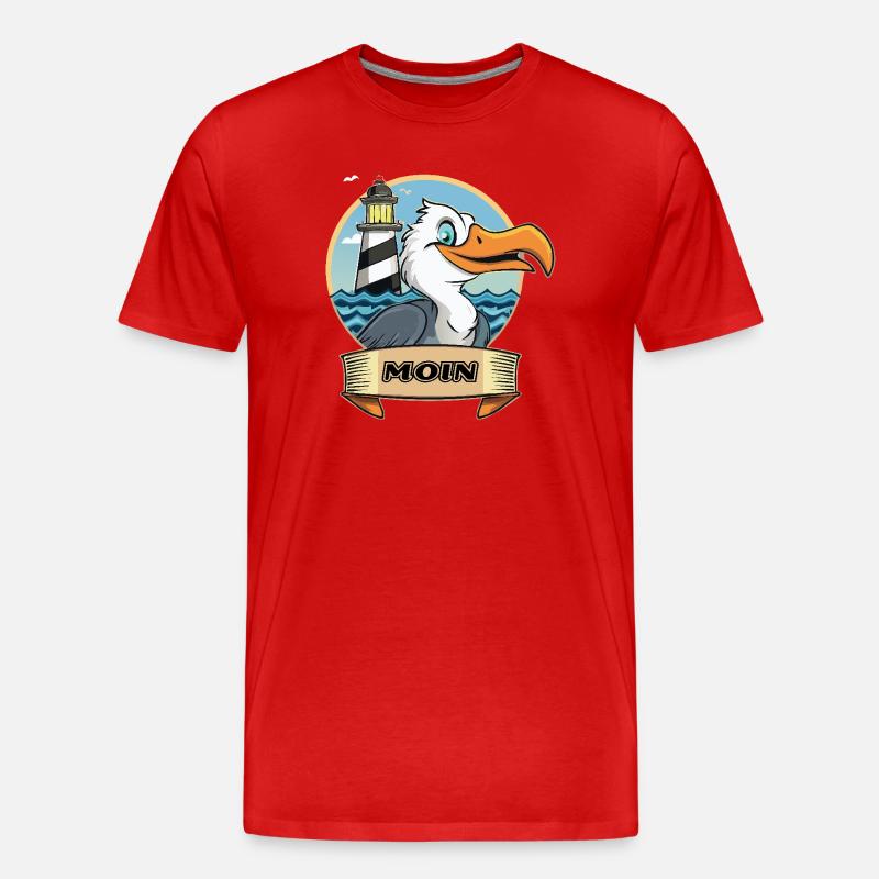 Moin -Möve with lighthouse - Men's Premium Organic T-Shirt - red