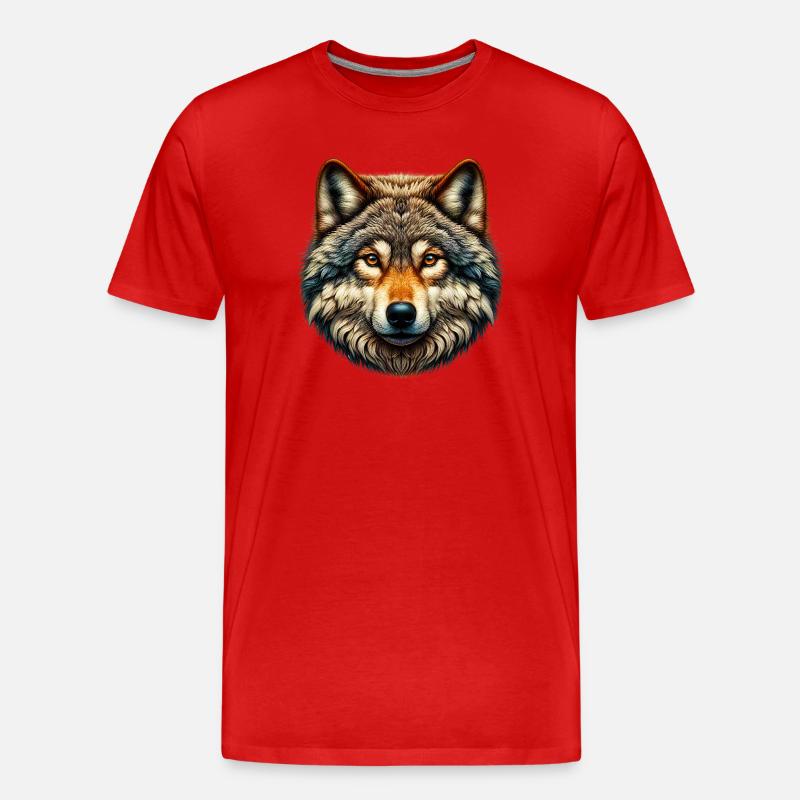 Wolf - Männer Premium Bio T-Shirt - Rot