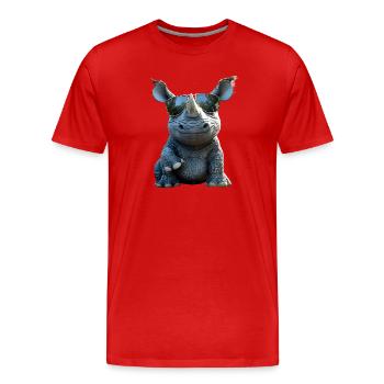Rhinocéros Rhinocéros Afrique Safari Rhinocéros Rhinocéros - T-shirt bio Premium Homme - rouge - Devant - Damien (186cm)