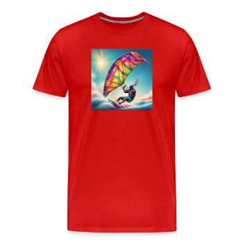 kitesurf, kite, fan de glisse - T-shirt bio Premium Homme - rouge - Devant - Damien (186cm)