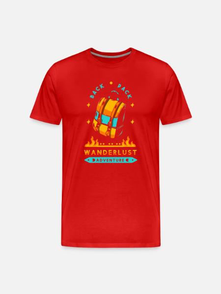Wanderlust Backpack Flame - Männer Premium Bio T-Shirt - Rot