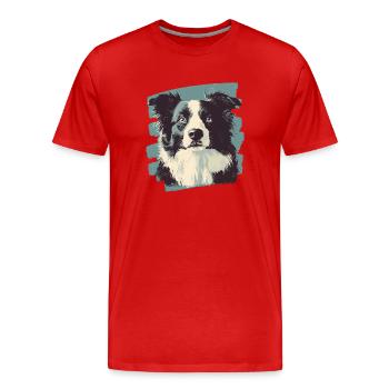 Border Collie - Men's Premium Organic T-Shirt - red - Front - Damien (186cm)
