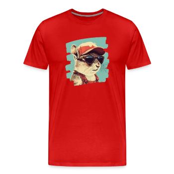 Chipmunk Retro - Men's Premium Organic T-Shirt - red - Front - Damien (186cm)