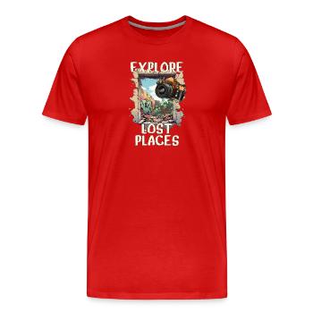 Explore Lost Places - Männer Premium Bio T-Shirt - Rot - Vorne - Damien (186cm)