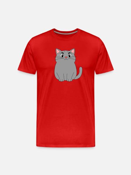 Gray Cat - Men's Premium Organic T-Shirt - red