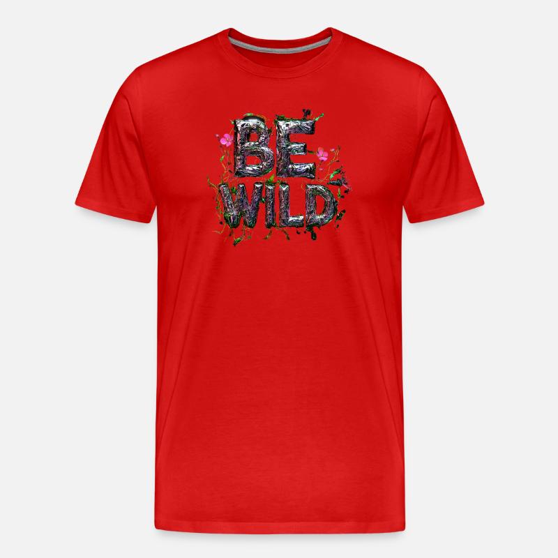 Stylischer Schriftzug "BE WILD" - Männer Premium Bio T-Shirt - Rot