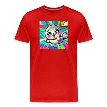 Bunte robbe - Männer Premium Bio T-Shirt - Rot - Vorne - Damien (186cm)